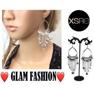 XSRE Glam Silver Chandelier Dangle Earrings